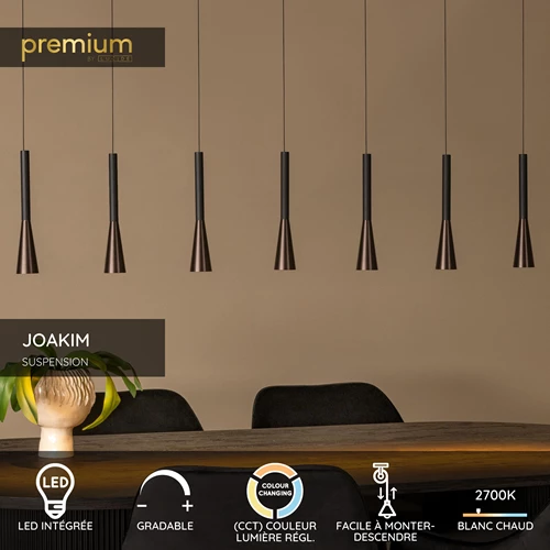 Lucide JOAKIM - Suspension - LED Dim. - CCT - 7x6,2W 2700K/4000K - Café | Premium - USP